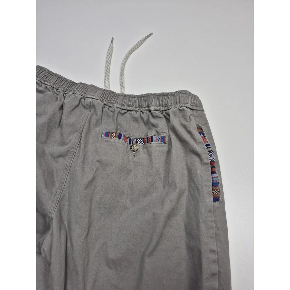 Wowie Men's Jogger Pants Gray Southwestern Trim Elastic Waist Large